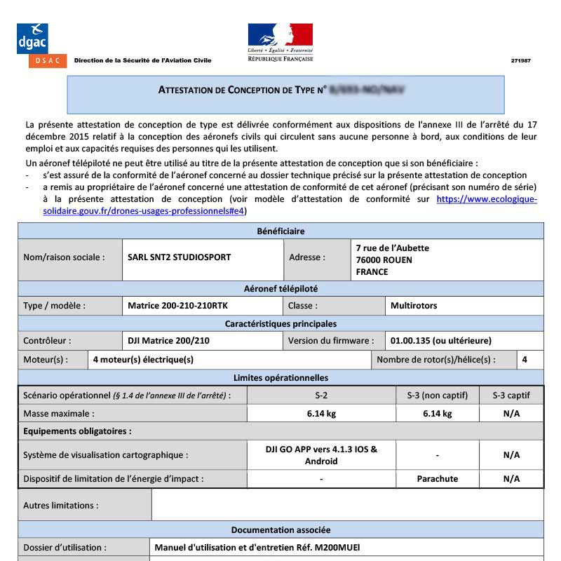 Attestation de conception